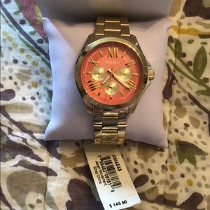 Fossil Accessories - Women’s Fossil Watch - Gold w/ Coral Face Fossil Accessories - Women’s Fossil Watch - Gold w/ Coral Face